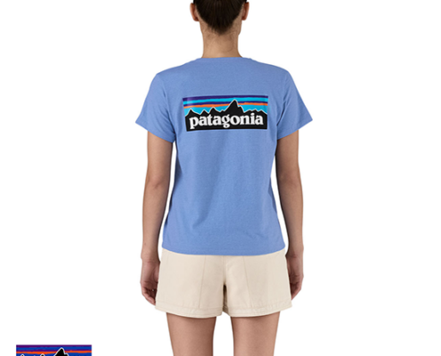 PATAGONIA-37567-W'S P-6 LOGO RESPONSIBILI-TEE-TEE SHIRT FEMME-ABNB ABUNDANT BLUE-BLEU-ARRIERE