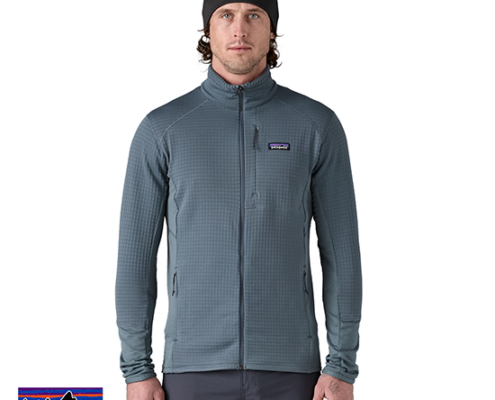 PATAGONIA-40129-M'S R1 FLEECE MIDLAYER JACKET-POLAIRE-HOMME-UTB UTILITY BLUE-BLEU-FACE