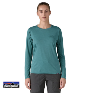 PATAGONIA-CAPILENE COOL DAILY GRAPHIC TEE-SHIRT MANCHES LONGUES FEMME-SWLX STRATASPIRE : WETLAND BLUE X-DYE-VERT