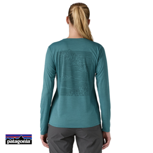 PATAGONIA-CAPILENE COOL DAILY GRAPHIC TEE-SHIRT MANCHES LONGUES FEMME-SWLX STRATASPIRE : WETLAND BLUE X-DYE-VERT-DOS