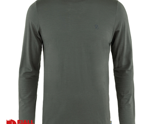FJALL RAVEN-87194-ABISKO WOOL LS M-TEE-SHIRT LAINE MANCHES LONGUES-HOMME-050 BASALT-VERT