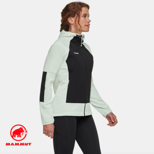 MAMMUT-1014-06200-MASSONE ML HOODED-VESTE POLAIRE A CAPUCHE-FEMME-1300 SILVER SAGE-VERT-CÔTÉ