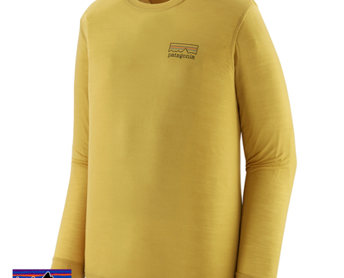 PATAGONIA-44585-CAPCOOL GRAPHIC TEE-SHIRT MANCHES LONGUES-FITZ ROY STRATA BUNDLE GREEN-JAUNE