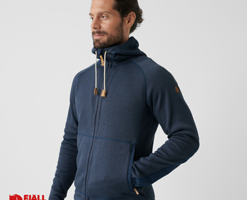 FJALL RAVEN-82252-OVIK FLEECE HOODIE-VESTE POLAIRE-HOMME-560 NAVY-MARINE-FACE