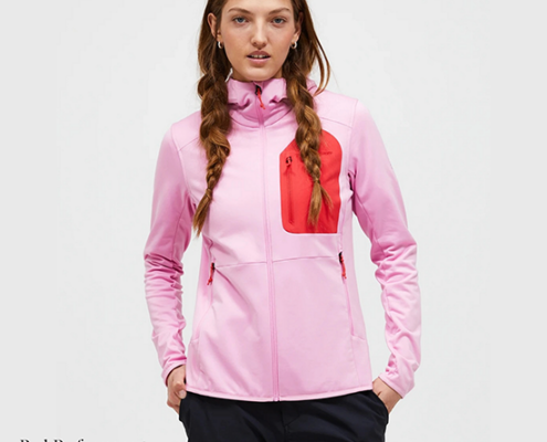 PEAK PERFORMANCE-G80173030-W UTILITY LIGHT ZIP HOOD-VESTE POLAIRE À CAPUCHE-FEMME-MORNING DEW-ROSE