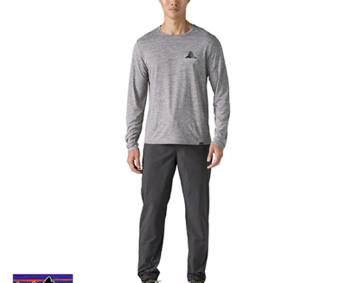 PATAGONIA-45160-M'S LONG SLEEVED CAPILENE COOL DAILY GRAPHIC SHIRT-LANDS-TEE-SHIRT MANCHES LONGUES-HOMME-CHFY CHOUINARD CREST FEATHER GREY-GRIS