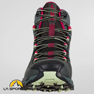 LA SPORTIVA-ZFHS065G15P09-ULTRA RAPTOR II LEATHER MID WIDE GTX-CHAUSSURES DE RANDONNÉE-FEMME-CHARCOAL CERISE-GRIS-FACE