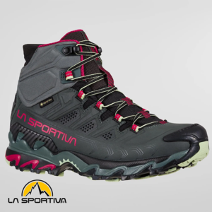 LA SPORTIVA-ZFHS065G15P09-ULTRA RAPTOR II LEATHER MID WIDE GTX-CHAUSSURES DE RANDONNÉE-FEMME-CHARCOAL CERISE-GRIS
