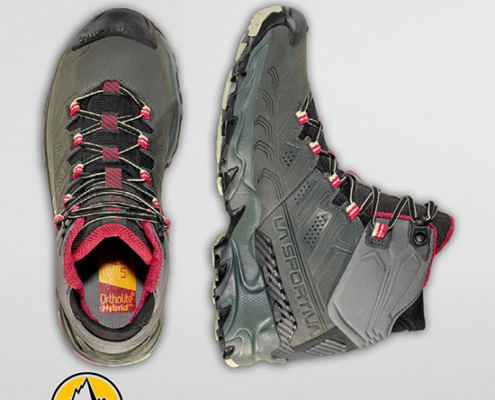 LA SPORTIVA-ZFHS097G15P09-ULTRA RAPTOR II MID LEATHER GTX-CHAUSSURES DE RANDONNÉE-FEMME-CHARCOAL CERISE-GRIS