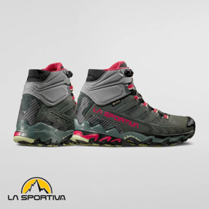 LA SPORTIVA-ZFHS097G15P09-ULTRA RAPTOR II MID LEATHER GTX-CHAUSSURES DE RANDONNÉE-FEMME-CHARCOAL CERISE-GRIS-PAIRE