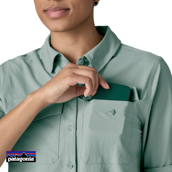 PATAGONIA-41830-W'S LONG SLEEVE SELF GUIDED SUN SHIRT-CHEMISE-FEMME-TMBL THERMAL BLUE-BLEU-POCHE POITRINE