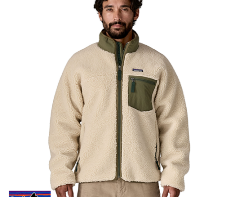 PATAGONIA-23057-M'S CLASSIC RETRO X JACKET-VESTE POLAIRE-HOMME-DNBA DARK NATURAL W BASIN GREEN-BEIGE-FACE