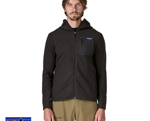 PATAGONIA-40256-M'S R1 FULL ZIP HOODY-POLAIRE À CAPUCHE-HOMME-BLK BLACK-NOIR