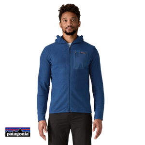 PATAGONIA-40256-M'S R1 FULL ZIP HOODY-POLAIRE À CAPUCHE-HOMME-CLMB CLEMENT BLUE-BLEU-FACE