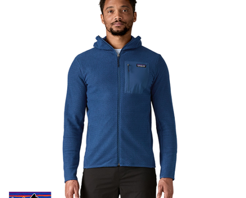 PATAGONIA-40256-M'S R1 FULL ZIP HOODY-POLAIRE À CAPUCHE-HOMME-CLMB CLEMENT BLUE-BLEU-FACE