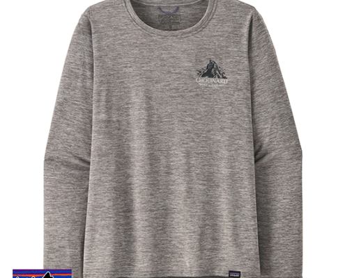 PATAGONIA-45165-W'S LONG SLEEVED CAP COOL-TEE SHIRT MANCHES LONGUES-FEMME-CHFY CHOUINARD CREST FEATHER GREY-GRIS