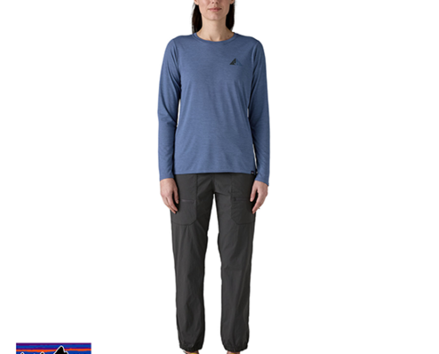 PATAGONIA-45165-W'S LONG SLEEVED CAP COOL-TEE SHIRT MANCHES LONGUES-FEMME-DWCX DRIFTWAYS CURRENT BLUE-BLEU