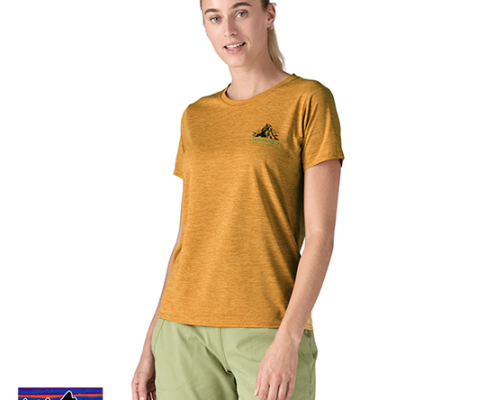 PATAGONIA-45390-W'S CAP COOL DAILY GRAPHIC SHIRT-TEE SHIRT-FEMME-CBTX CHOUINARD CREST BEESWAX TAN X DYE-JAUNE