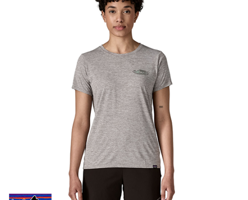 PATAGONIA-45390-W'S CAP COOL DAILY GRAPHIC SHIRT-TEE SHIRT-FEMME-MAFG MADE OF FEATHER GREY-GRIS-FACE
