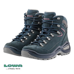LOWA-L3209169327-RENEGADE EVO GTX MID-CHAUSSURES DE RANDONNÉE-FEMME-STEEL BLUE OLD ROSE-BLEU