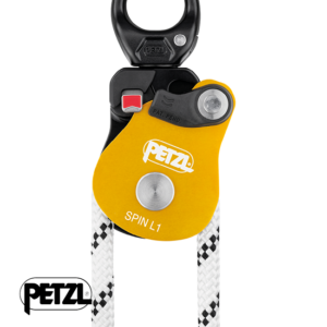PETZL-P001BA00-POULIE SPIN L1-JAUNE-AVEC CORDE