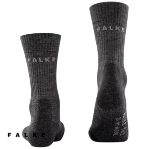 FALKE-TK2 WOOL TREKKING WOMAN-CHAUSSETTES DE RANDONNÉE FEMME-3150 SMOKE-GRIS-TALONS