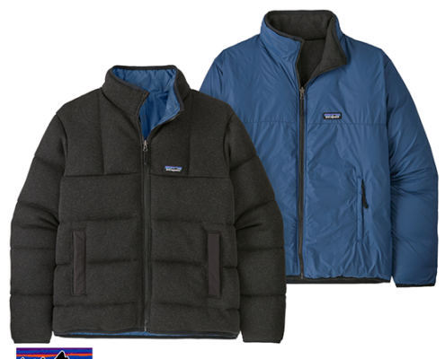 PATAGONIA-26250-M'S REVERSIBLE DOWN BETTER SWEATER-BLOUSON RÉVERSIBLE-HOMME-BLK BLACK-NOIR-BLEU REVERSIBLE