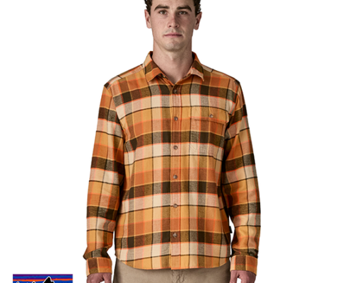 PATAGONIA-42410-M'S LONG SLEEVED LIGHTWEIGHT FJORD FLANNEL SHIRT-CHEMISE-HOMME-ROCKY OTTER BROWN-ORANGE