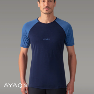 AYAQ-BF-SS-BIAFO-TEE SHIRT 100% ÙERINOS-HOMME-BLUE SLATE-BLEU
