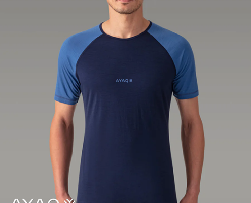 AYAQ-BF-SS-BIAFO-TEE SHIRT 100% ÙERINOS-HOMME-BLUE SLATE-BLEU