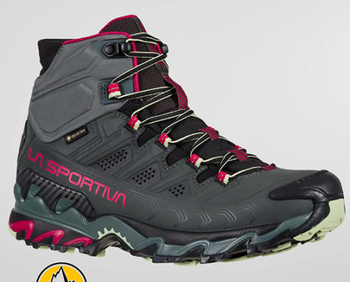 LA SPORTIVA-ZFHS134G15P09-ULTRA RAPTOR II MID GTX WIDE-CHAUSSURES DE RANDONNÉE-FEMME-CHARCOAL CERISE-GRIS