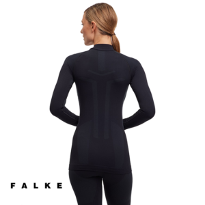 FALKE-39160-TEE SHIRT TURTEL-SOUS VETEMENT THERMIQUE MANCHES LONGUES-FEMME-3000 BLAC-NOIR-DOS