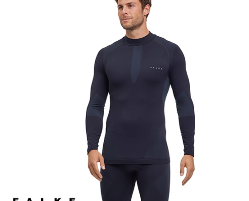 FALKE-39660-TEE SHIRT WARM TURTLE-SOUS VÊTEMENT THERMIQUE MANCHES LONGUES-HOMME-3000 BLACK-NOIR