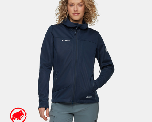 MAMMUT-ULTIMATE VIII SO HOODED JACKET WOMEN-VESTE SOFTSHELL-FEMME-5118 MARINE