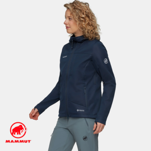 MAMMUT-ULTIMATE VIII SO HOODED JACKET WOMEN-VESTE SOFTSHELL-FEMME-5118 MARINE-CÔTÉ