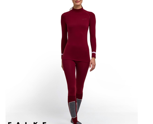 FALKE-39175-TEE-SHIRT WARM MANCHES LONGUES-TEE-SHIRT THERMIQUE-FEMME 8117 MERLOT-BORDEAUX