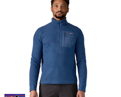 PATAGONIA-40246-M'S R1AIR FLEECE MIDLAYER ZIP-NECK-POLAIRE-HOMME-CLMB CLEMENT BLUE-BLEU-FACE