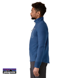 PATAGONIA-40246-M'S R1AIR FLEECE MIDLAYER ZIP-NECK-POLAIRE-HOMME-CLMB CLEMENT BLUE-BLEU-CÔTÉ