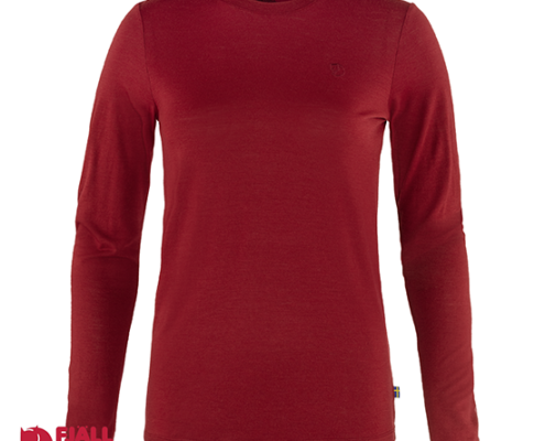 FJALL RAVEN-84102-ABISKO WOOL LS WOMEN-TEE SHIRT LAINE MANCHES LOGNUES-FEMME-346 POMEGRATE RED-ROUGE