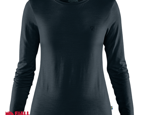 FJALL RAVEN-84102-ABISKO WOOL LS WOMEN-TEE SHIRT LAINE MANCHES LOGNUES-FEMME-555 DARK NAVY-MARINE