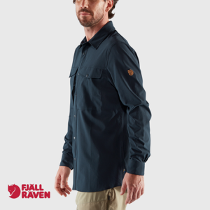 FJALL RAVEN-87939-ABISKO TREKKING SHIRT-CHEMISE DE RANDONNÉE-HOMME-555 DARK NAVY-MARINE-CÔTÉ