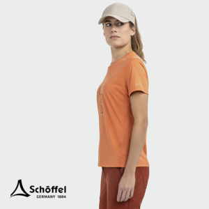 SCHOFFEL-13530-CIRC TEE SHIRT SULTEN-TEE SHIRT DE RANDONNÉE-FEMME-5115 APRICOT GLOW-ORANGE-CÔTÉ