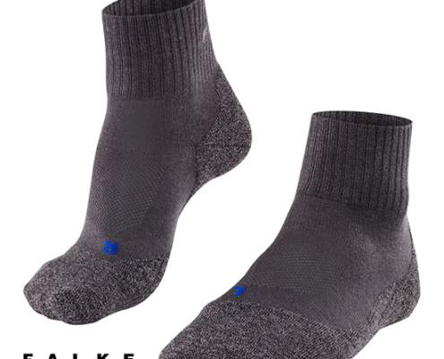 FALKE-TK2 SHORT-CHAUSSETTES DE RANDONNÉE FEMME-3180 ASPHALT MELANGE-GRIS