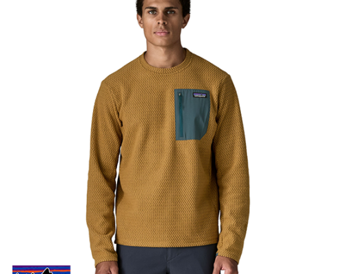 PATAGONIA-40236-M'S R1 AIR FLEECE MIDLAYER CREWNECK-POLAIRE-HOMME-BCBN BOBCAT BROWN-MARRON
