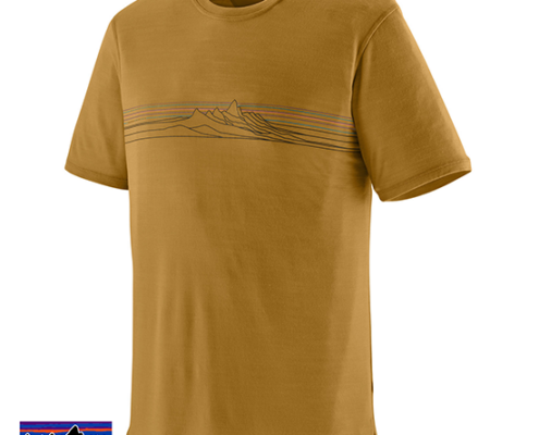 PATAGONIA-44590-CAP COOL MERINO GRAPHIC TEE-SHIRT HOMME-SSTBO STRATA STRIPE BOBCAT BROWN-MARRON
