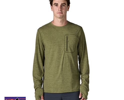 PATAGONIA-44790-M'S LONG SLEEVE CAP COOL SUN SHIRT-TEE SHIRT MANCHES LONGUES-HOMME-CGBX CAPPER GREEN BUCKHORN GREEN X DYE-VERT-FACE