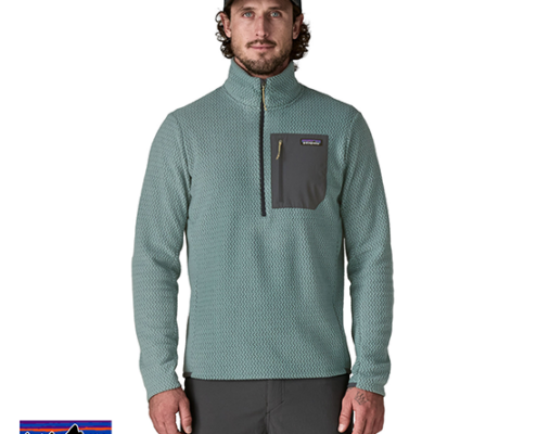 PATAGONIA-40246-M'S R1 AIR ZIP NZCK-POLAIRE 1/4 ZIP-HOMME-BLSG BLUE SAGE-BLEU-FACE