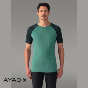 AYAQ-BF-SS-M-BIAFO-TEE SHIRT 100% MERINOS-HOMME-GREEN LAKE-VERT