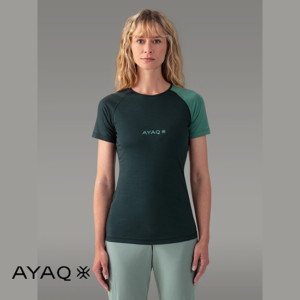 AYAQ-BF-SS-W-BIAFO-TEE SHIRT MERINOS-FEMME-DEEP GREEN-VERT