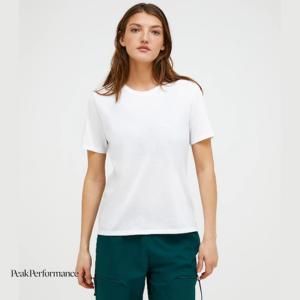 PEAK PERFORMANCE-G79742350-EXPLORE GRAPHIC TEE-TEE SHIRT-FEMME-WHITE TRUE BLUE-BLANC-FACE